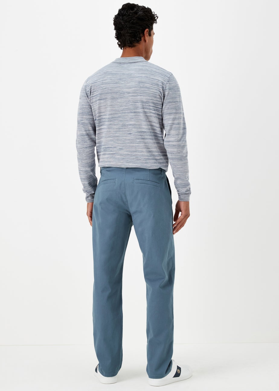 Blue Straight Fit Stretch Chinos