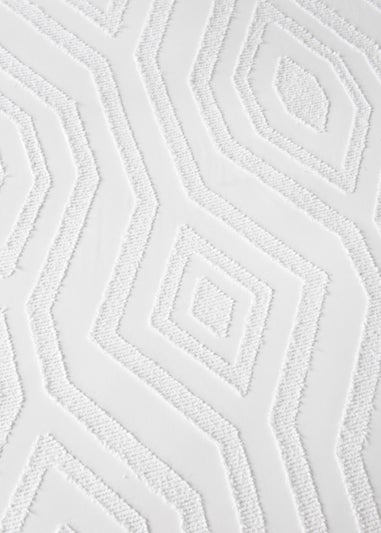 White Geometric Tufted Duvet Cover