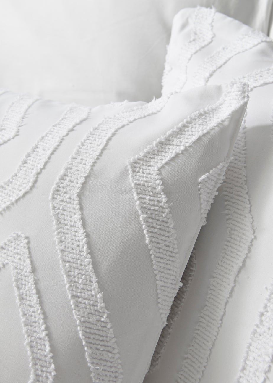 White Geometric Tufted Duvet Cover
