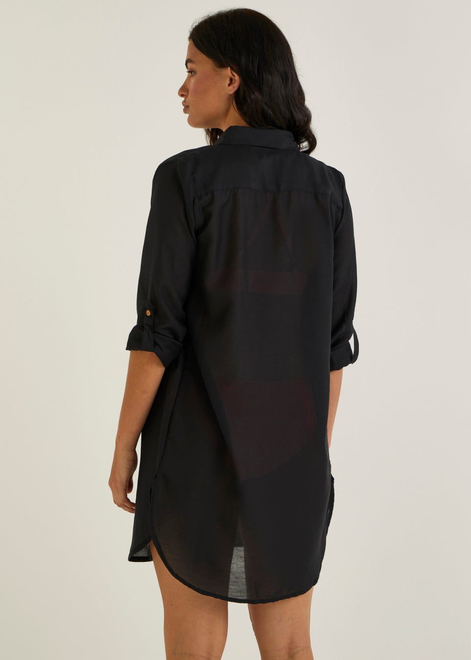 Black Longline Beach Shirt