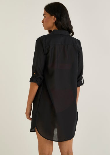 Black Longline Beach Shirt