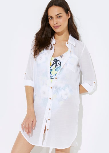 White Longline Beach Shirt