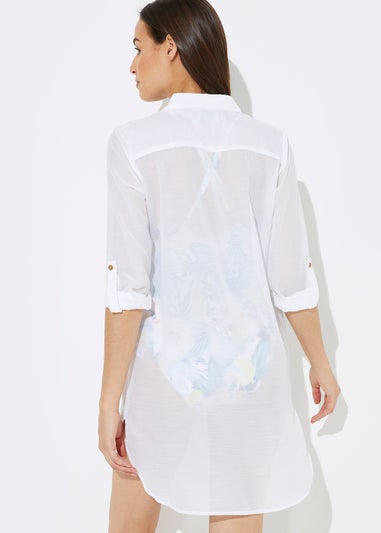 White Longline Beach Shirt