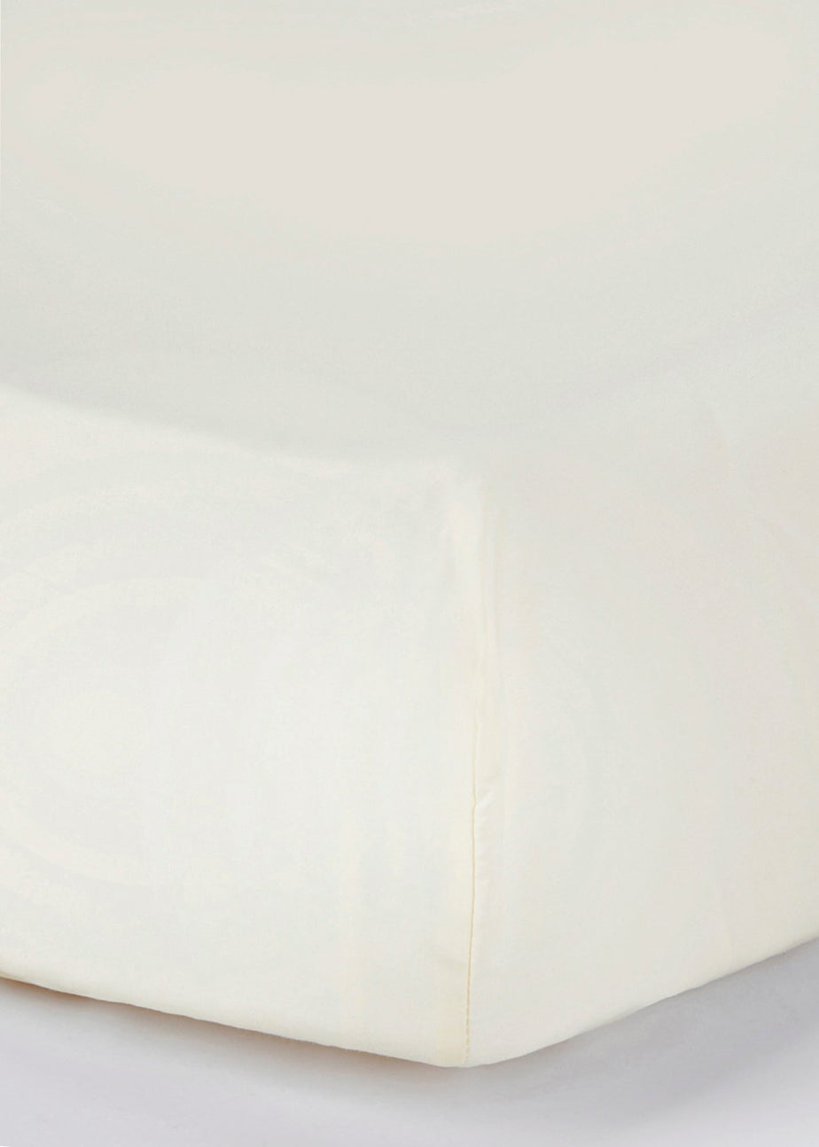 Cream 100% Cotton Fitted Bed Sheet