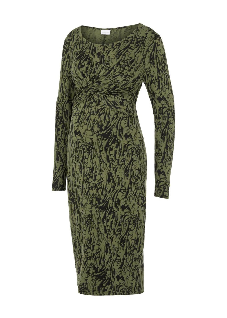 Mamalicious Maternity Green Print Midi Dress