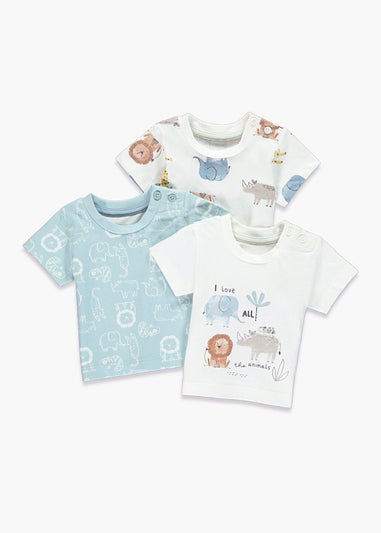 Unisex 3 Pack Jungle T-Shirts (Newborn-23mths)