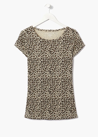 Brown Animal Print Short Sleeve T-Shirt