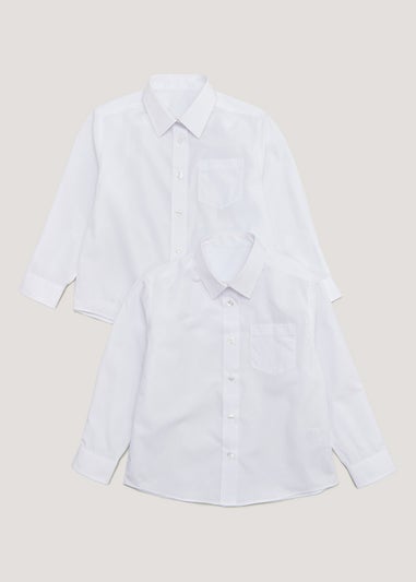 Girls 2 Pack White Plus Fit Long Sleeve School Blouses (6-16yrs)