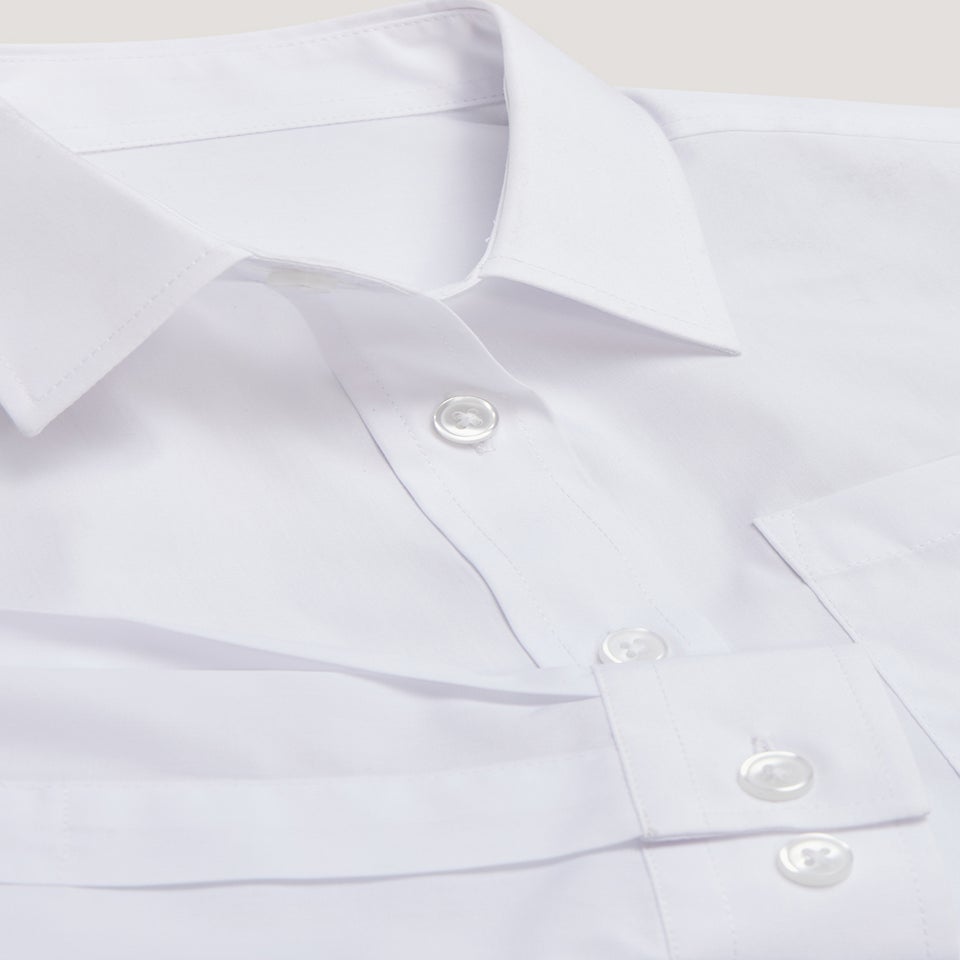 Girls 2 Pack White Plus Fit Long Sleeve School Blouses (6-16yrs)