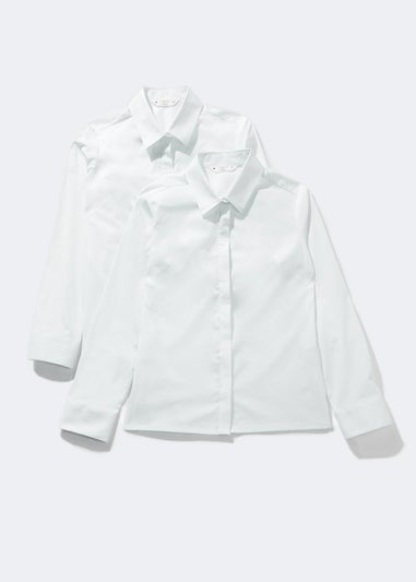 Girls 2 Pack White School Blouses (8-16yrs)