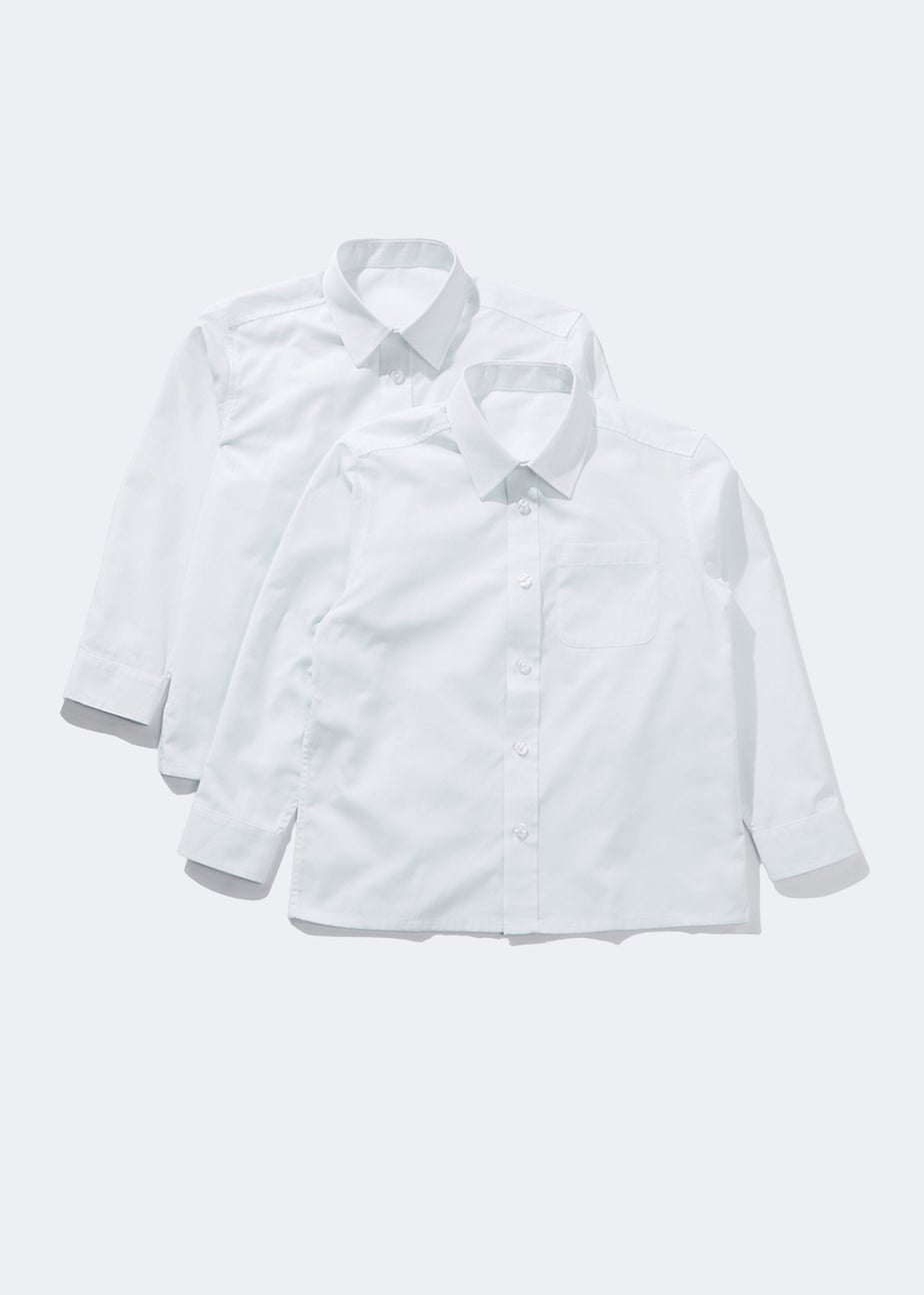 Kids 2 Pack White Generous Fit School Shirts (6-16yrs)