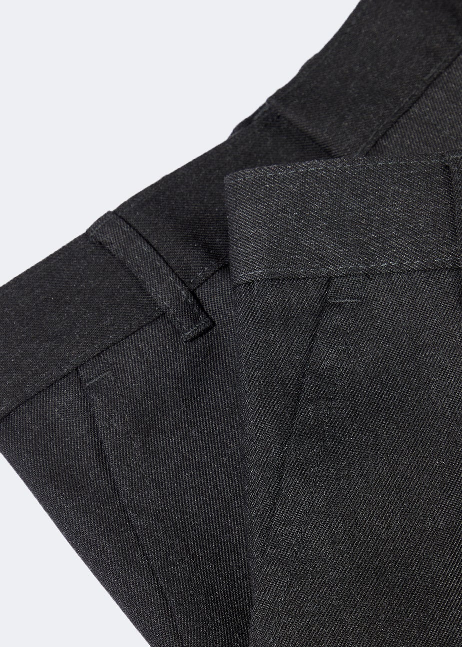 Boys 2 Pack Charcoal Slim Fit School Trousers (3-16yrs)