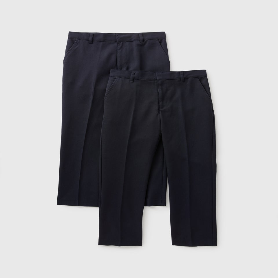 Boys 2 Pack Navy Slim Fit School Trousers (3-14yrs)