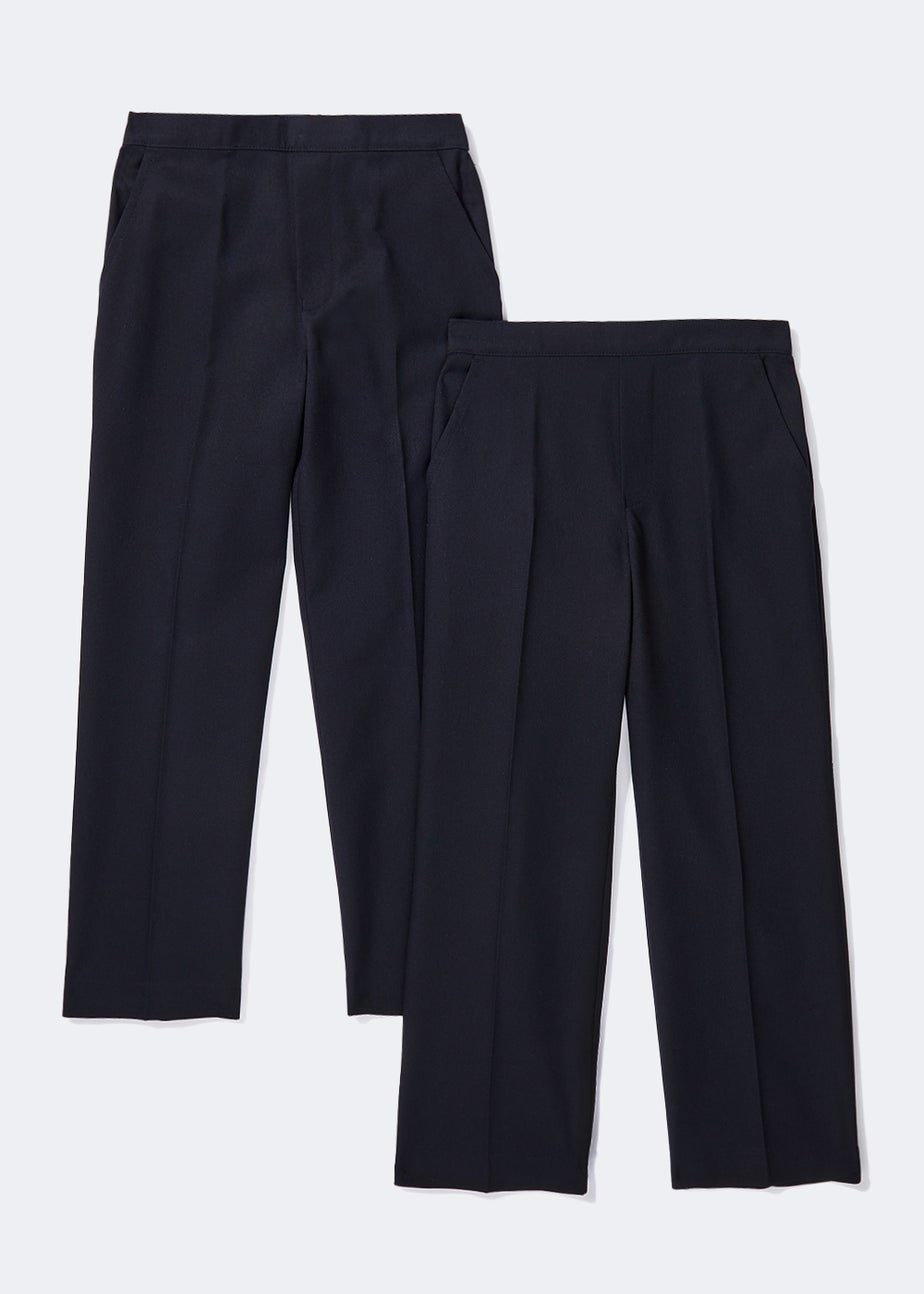Boys 2 Pack Navy Pull On School Trousers (3-11yrs)