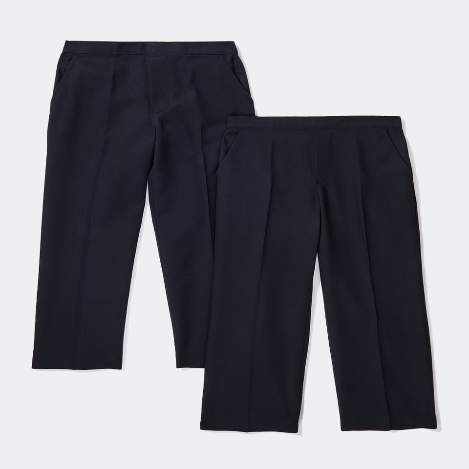 Boys 2 Pack Navy Pull On School Trousers (3-11yrs)