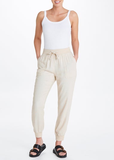 Stone Linen Blend Joggers