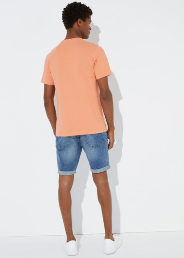 Mid Wash Stretch Denim Shorts