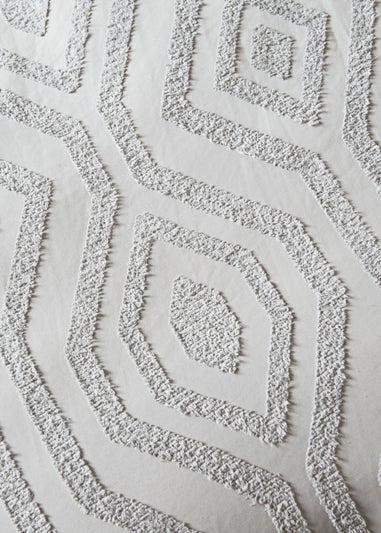 Grey Geometric Tufted Duvet Cover