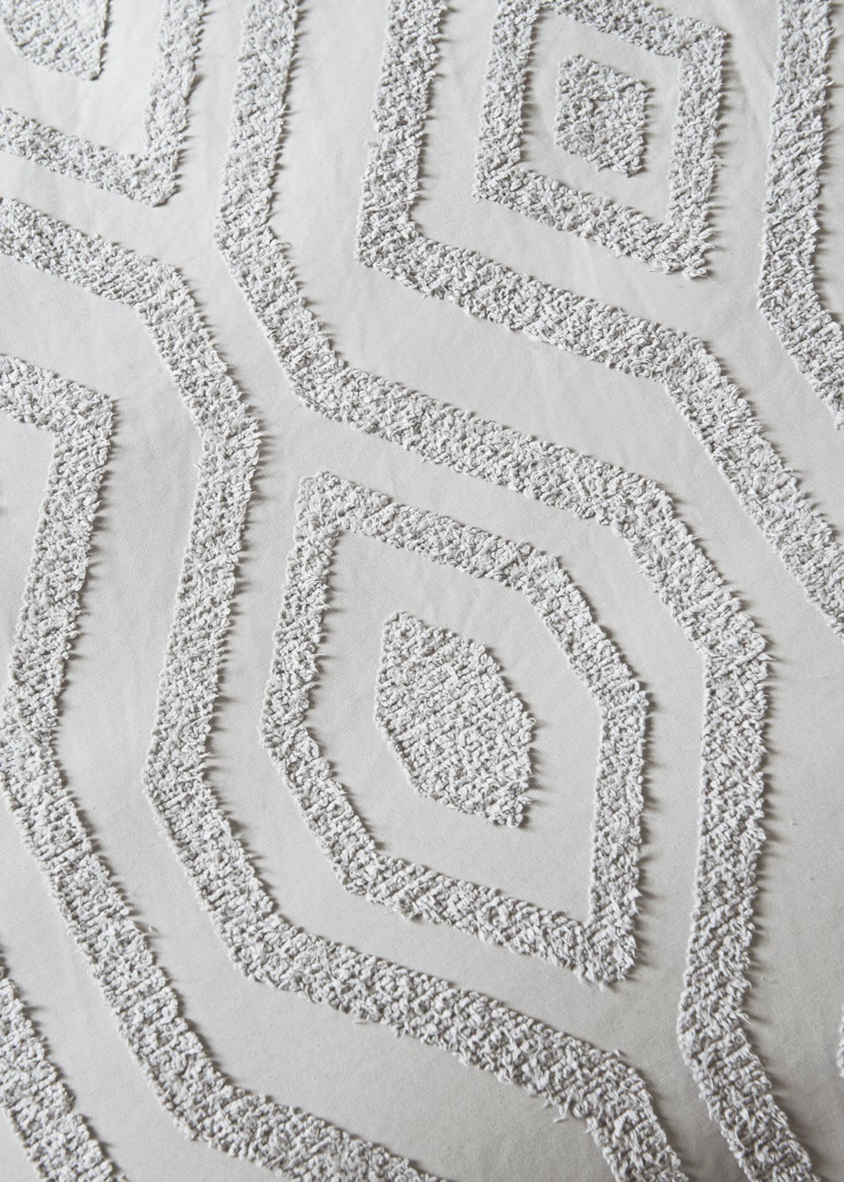 Grey Geometric Tufted Duvet Cover