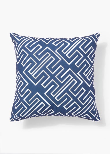 Navy Geo Reversible Outdoor Cushion (43cm x 43m)