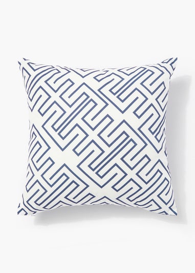 Navy Geo Reversible Outdoor Cushion (43cm x 43m)