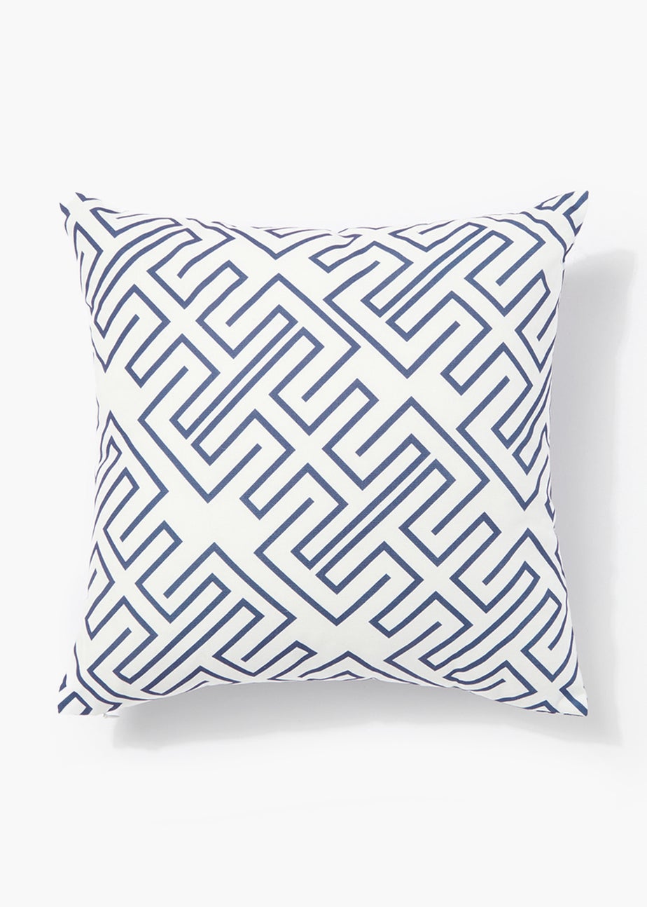 Navy Geo Reversible Outdoor Cushion (43cm x 43m)
