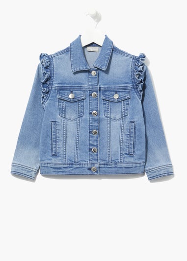 Girls Dark Blue Frill Denim Jacket (4-13yrs)