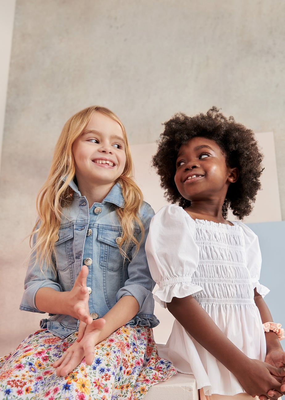 Girls Dark Blue Frill Denim Jacket (4-13yrs)