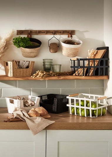 Black Natural Woven Hanging Storage Basket (17cm x 22cm)