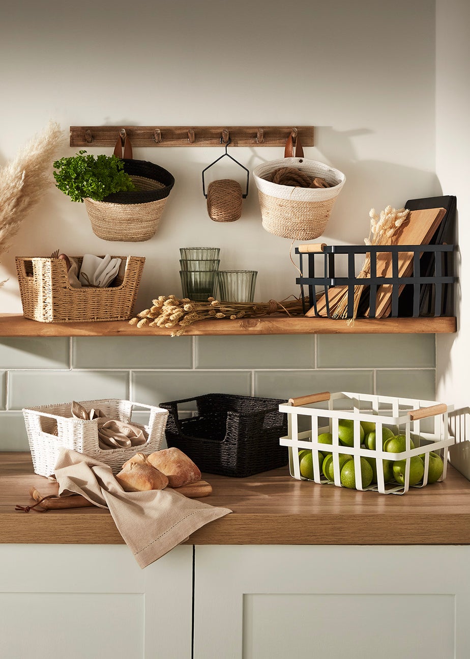 Black Natural Woven Hanging Storage Basket (17cm x 22cm)