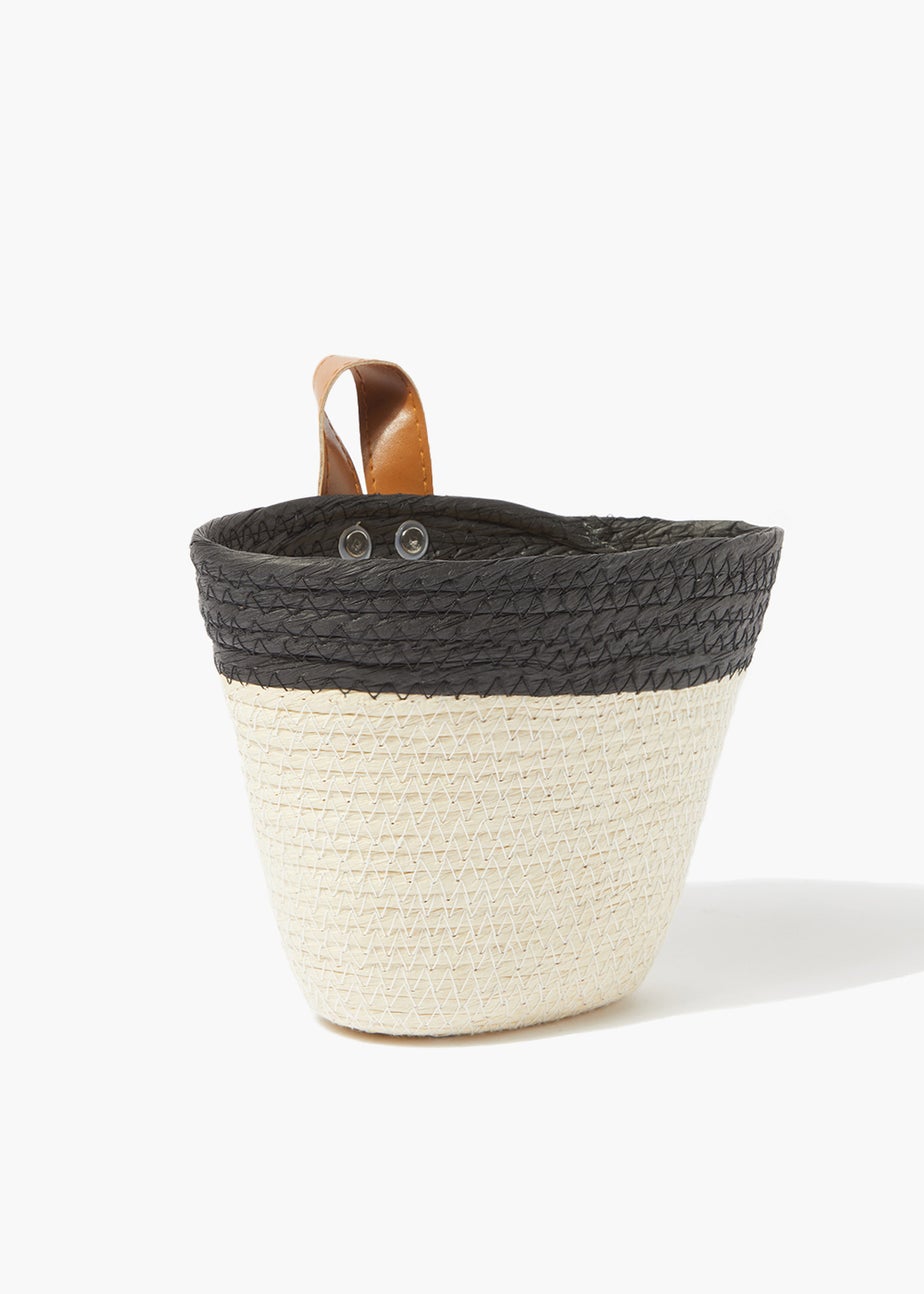 Black Natural Woven Hanging Storage Basket (17cm x 22cm)