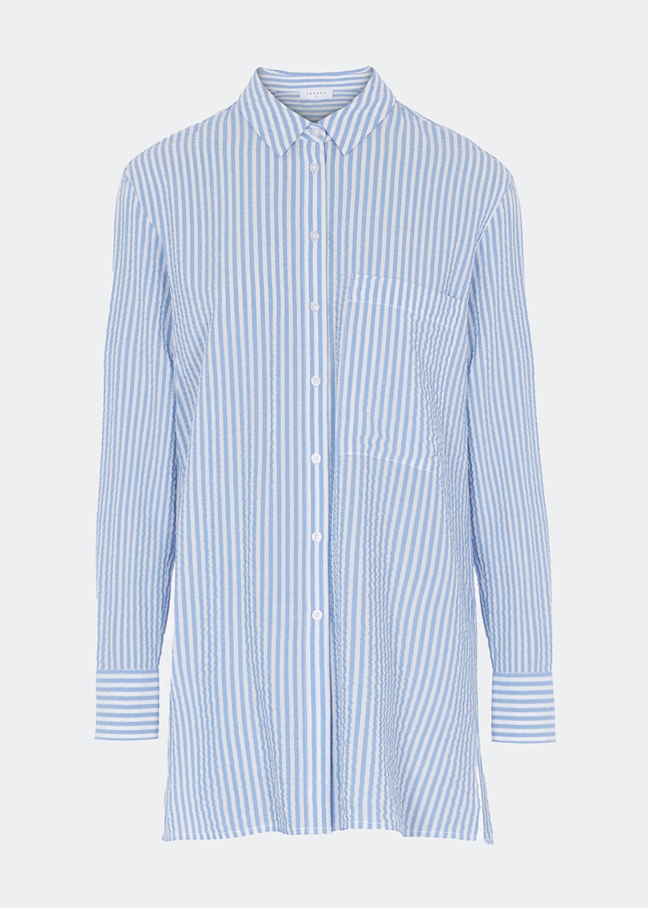 Blue Stripe Longline Shirt