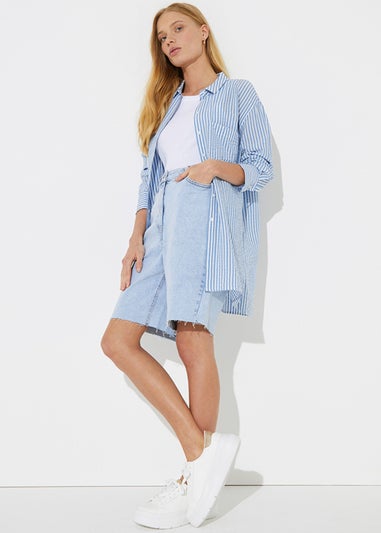 Blue Stripe Longline Shirt