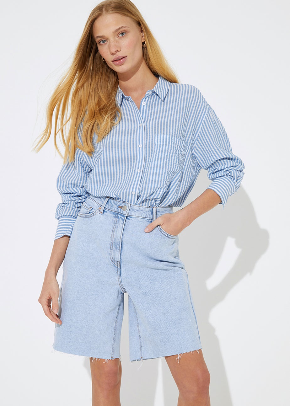 Blue Stripe Longline Shirt