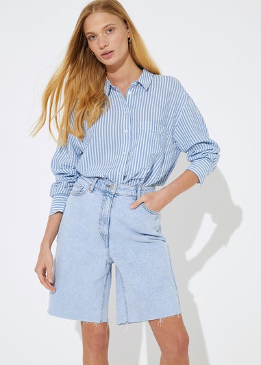 Blue Stripe Longline Shirt
