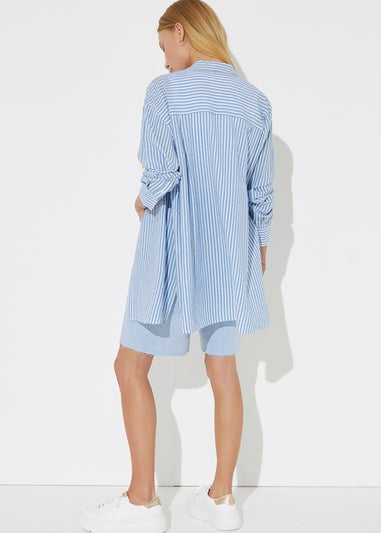 Blue Stripe Longline Shirt