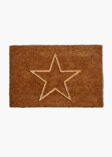 Brown Embossed Star Doormat