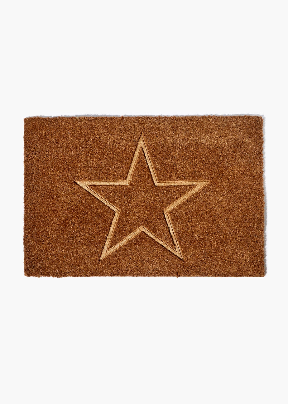 Brown Embossed Star Doormat