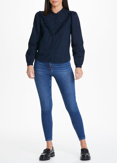 JDY Barbra Black Broderie Frill Blouse