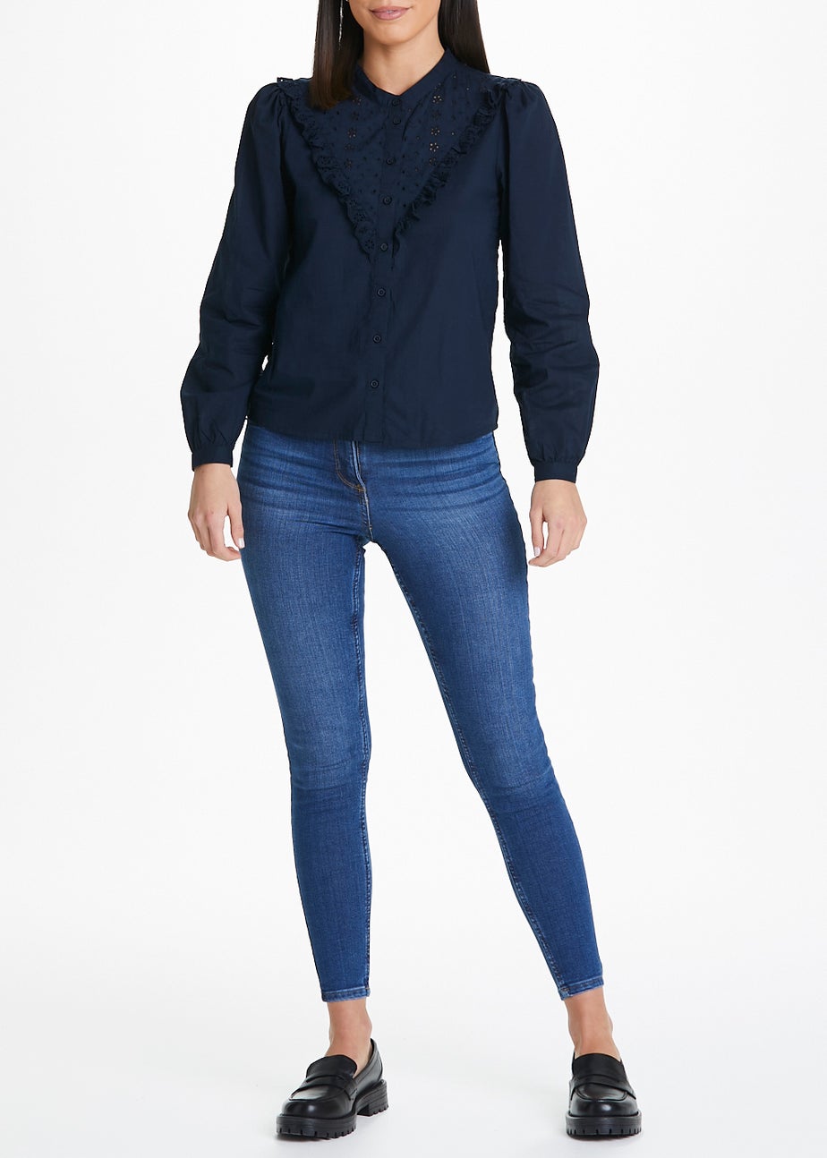 JDY Barbra Black Broderie Frill Blouse