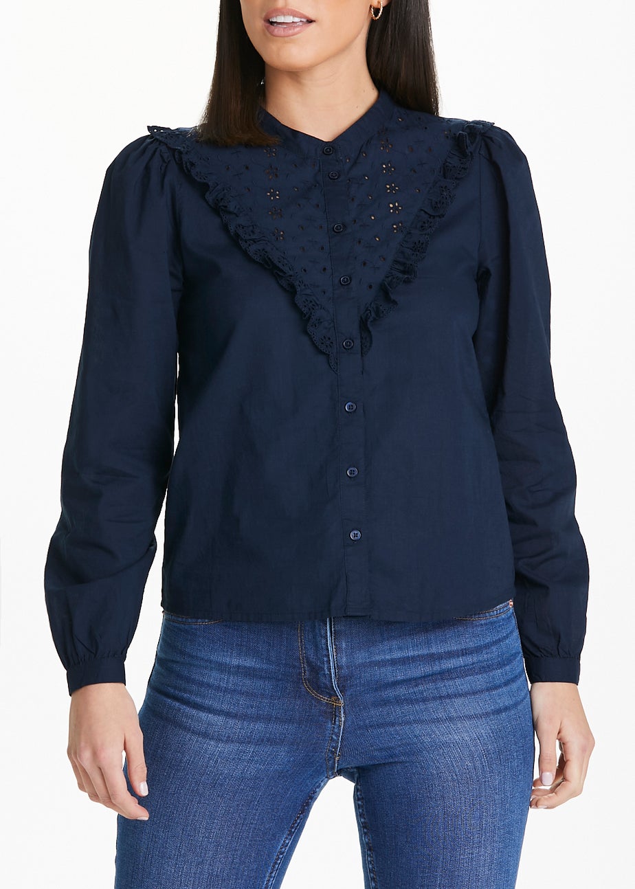 JDY Barbra Black Broderie Frill Blouse