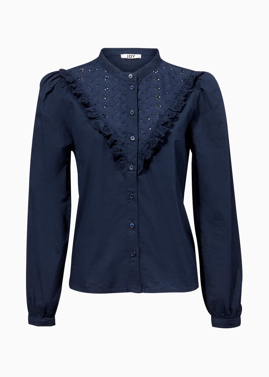 JDY Barbra Black Broderie Frill Blouse
