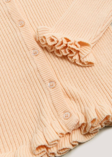 Girls Peach Ribbed Frill Cardigan (9mths-6yrs)