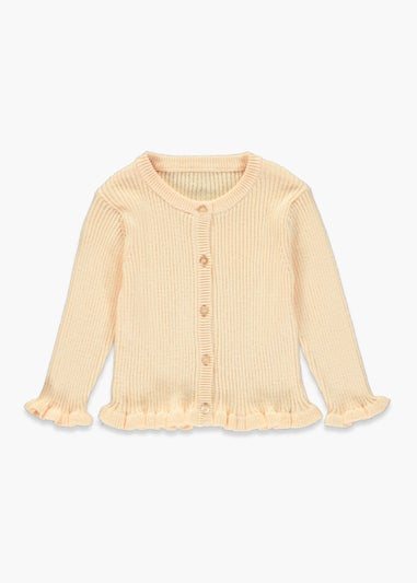 Girls Peach Ribbed Frill Cardigan (9mths-6yrs)