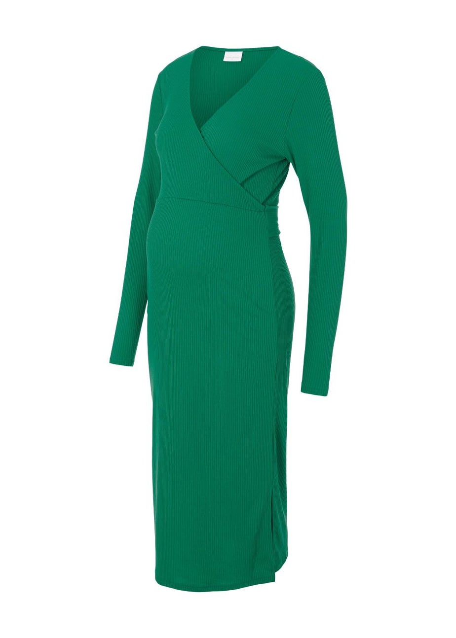 Mamalicious Maternity Green Wrap Nursing Midi Dress