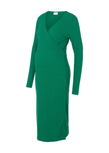 Mamalicious Maternity Green Wrap Nursing Midi Dress