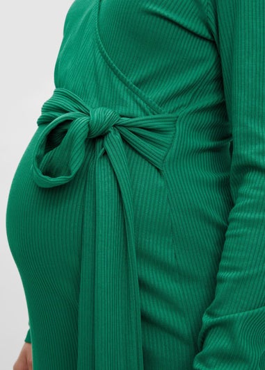 Mamalicious Maternity Green Wrap Nursing Midi Dress