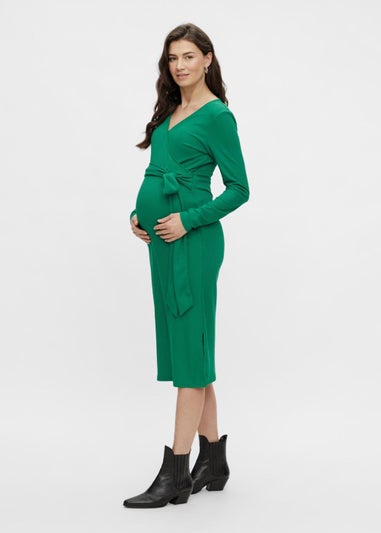 Mamalicious Maternity Green Wrap Nursing Midi Dress