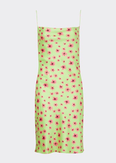 Be Beau Floral Print Satin Cami Midi Dress