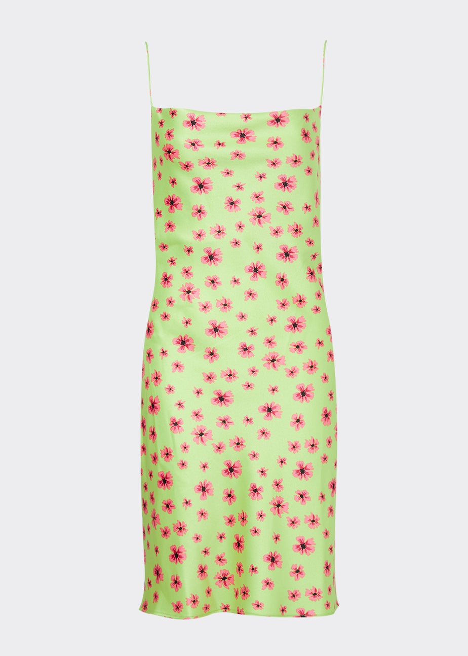 Be Beau Floral Print Satin Cami Midi Dress